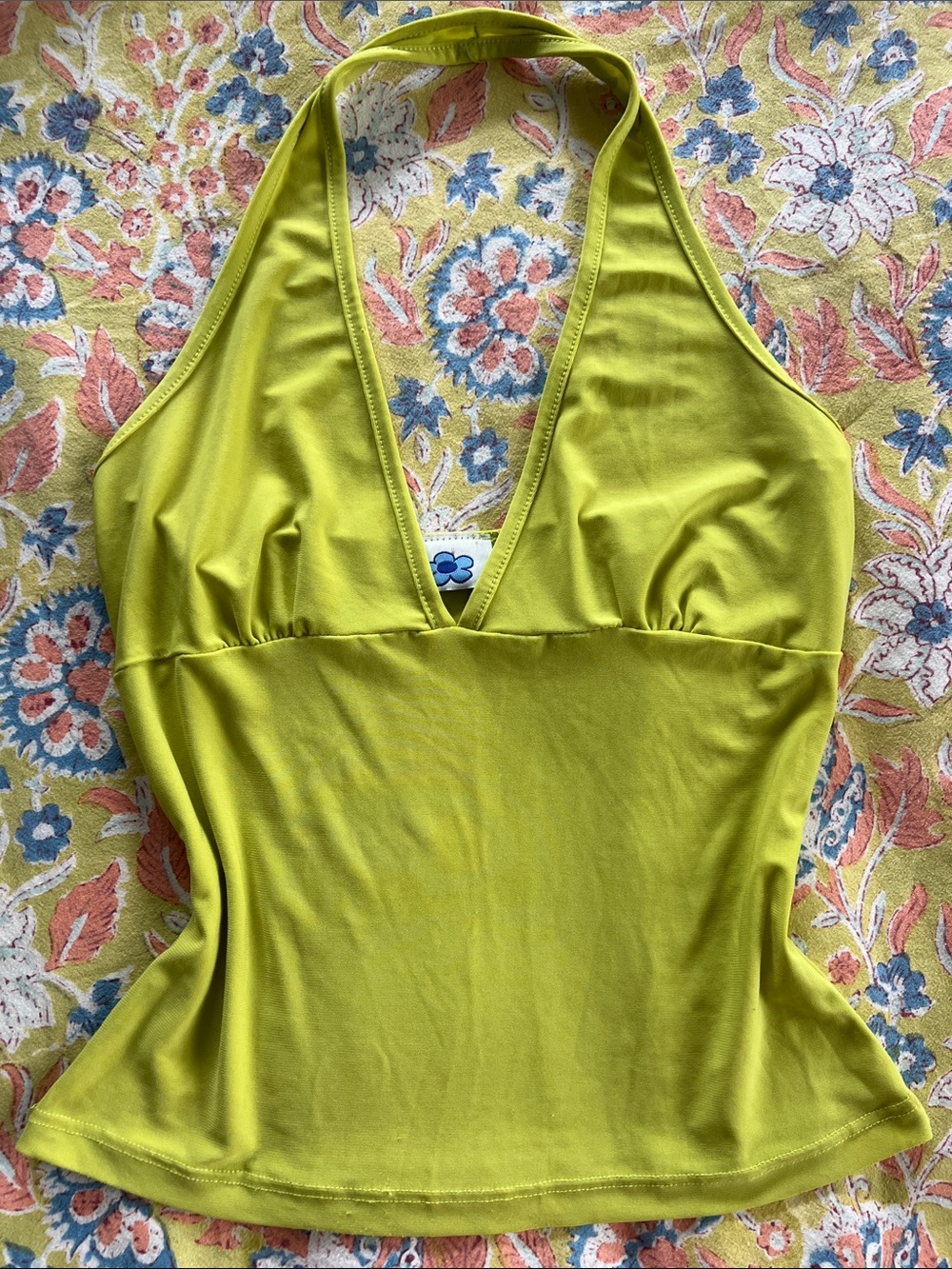 Bright Lime Green Sleeveless Top with V-Neck
